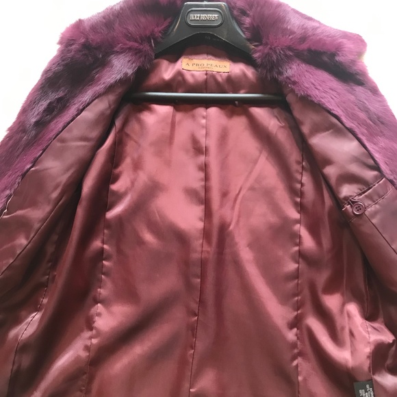 Burgundy Fur coat - Picture 4 of 7